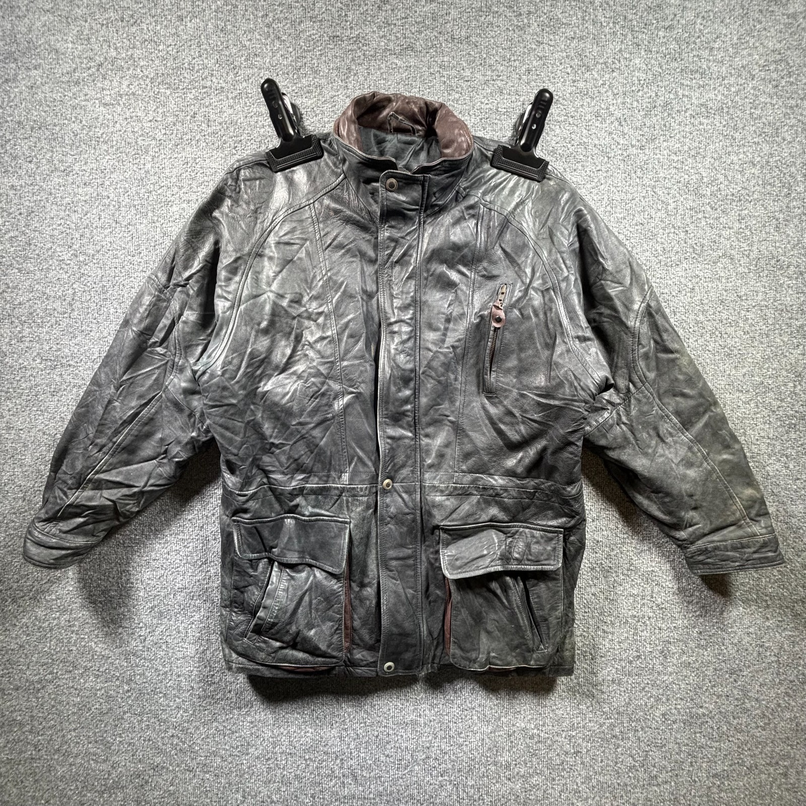 Vintage Topaz Motorcycle Jacket Men\'s M Black Leather Moto Biker Riding Outdoors