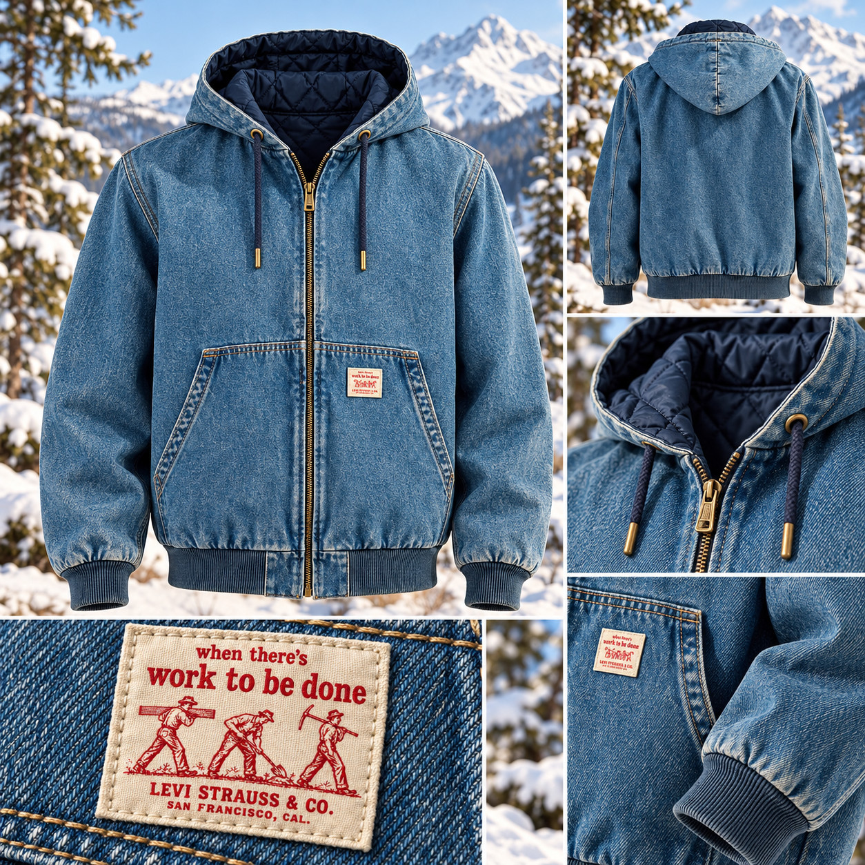 Levi\'s Potrero Denim Hooded Jacket XXL Get Involved T Relaxed Fit Quilt Lined