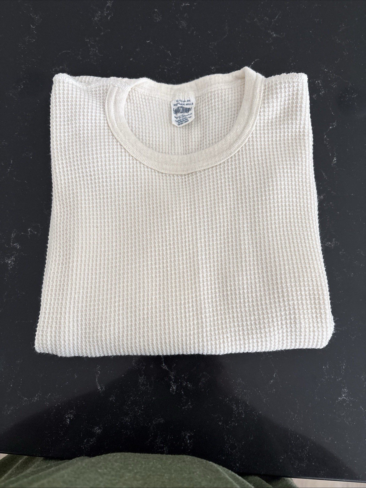 True Vintage 1980s JE Morgan Thermal Under Shirt Mens XLIvory Waffle Knit