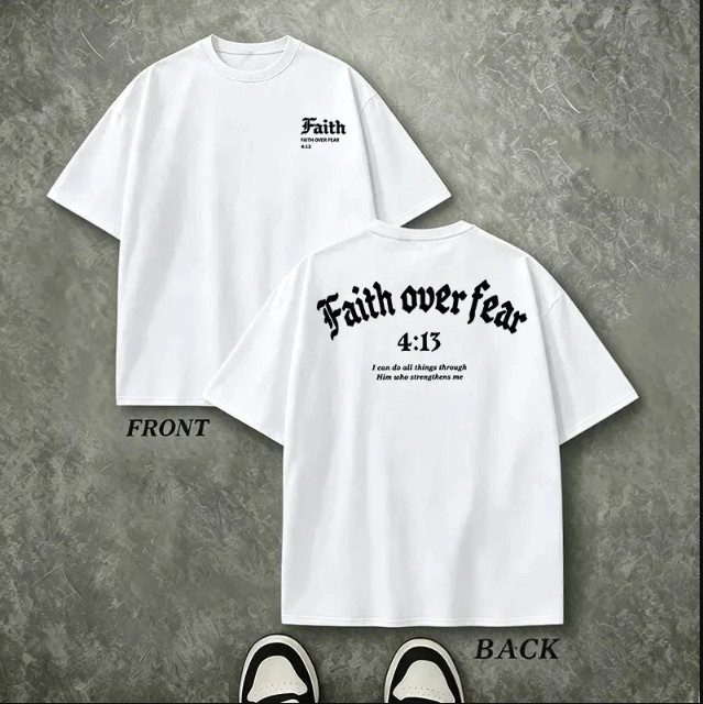 Faith Over Fear Shirt Christian Bible Verse Jesus Graphic T-Shirt