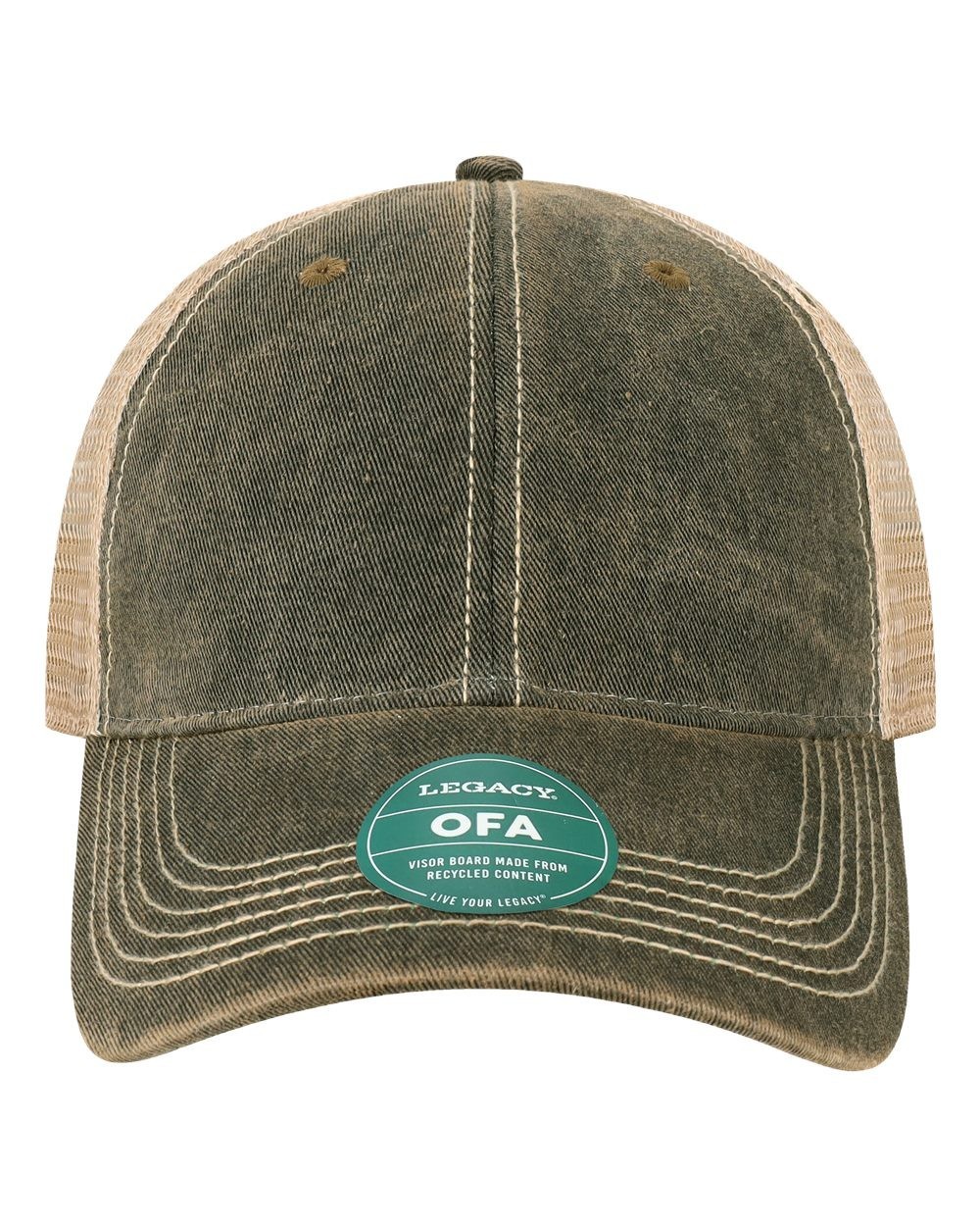 Legacy Old Favorite Trucker Cap OFA - Black/Khaki - Dirty Wash - Snapback Mesh