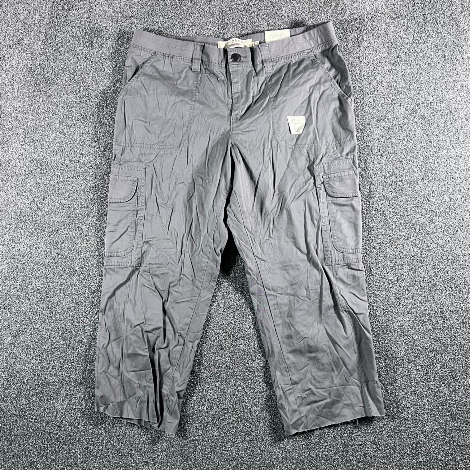 Sonoma Goods for Life Womens 10 Straight Cargo Pants Frost Gray NWT Roll Up 4250