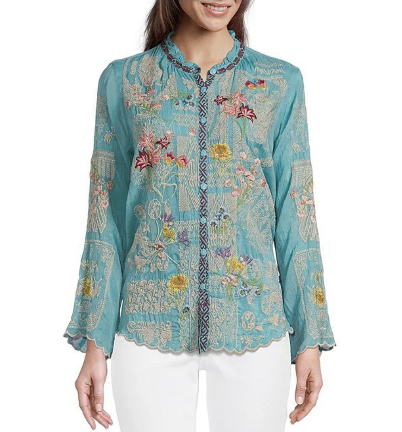 🌼Gorgeous NWT Johnny Was XXL Albee Embroidered Blouse $310