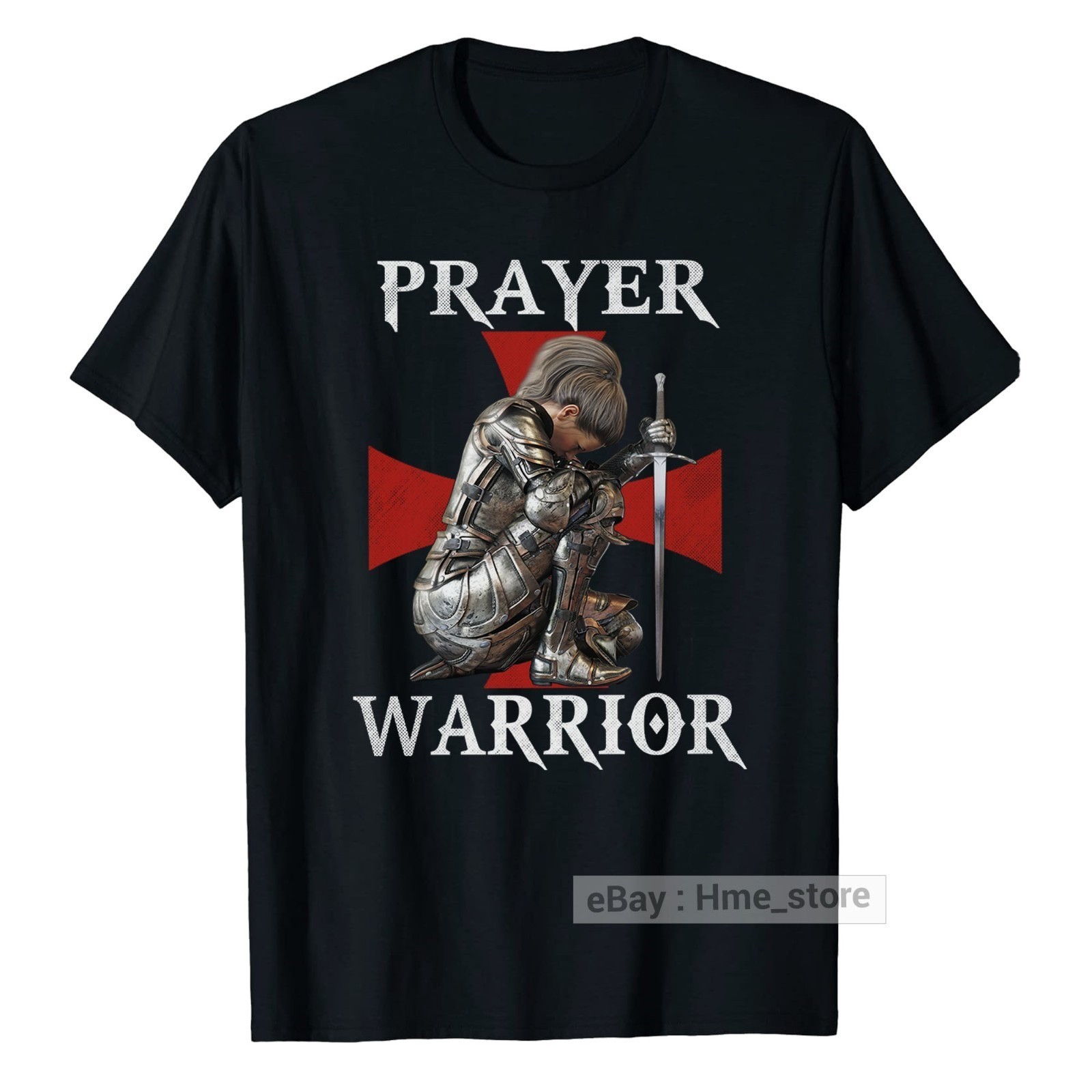 Women Knight Templar T-Shirt Proud Prayer Warrior of Christ Christian Cross Tee