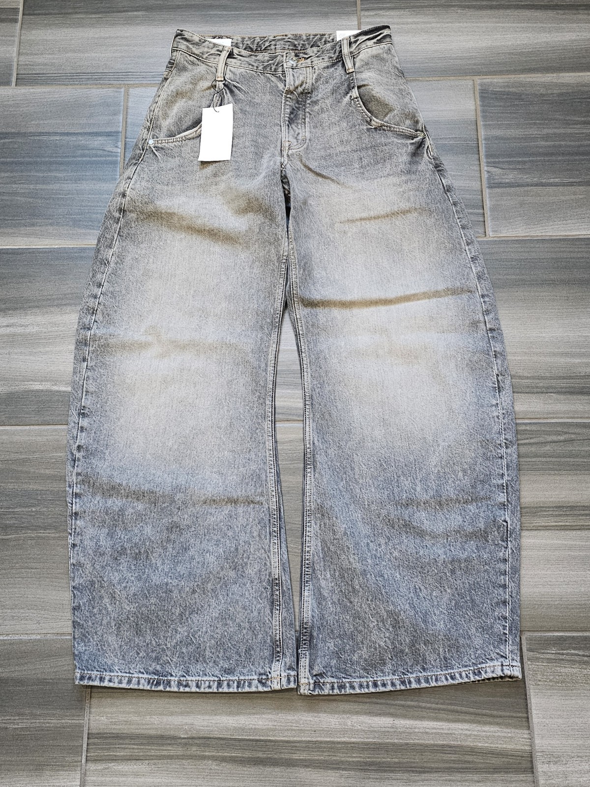 Zara Mens Barrel Wide Leg Baggy Jeans ButtonFly Sz 29 (Measures 30 x 32) EU36