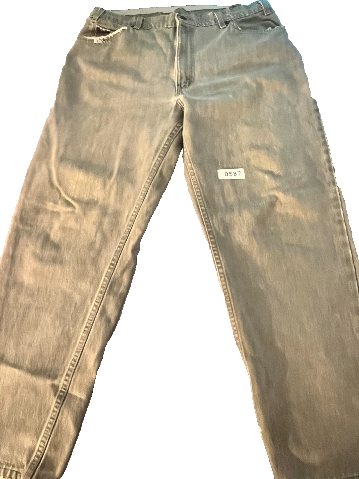 VTG Levi\'s Olive Green Distressed Denim Jeans Mens 38x30 Tapered Leg Orange Tag