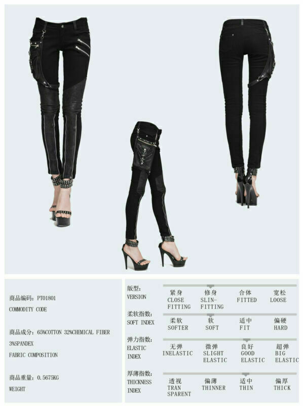 Devil Fashion Steampunk Vintage Spliced Pants Women Punk Rock Black Trousers