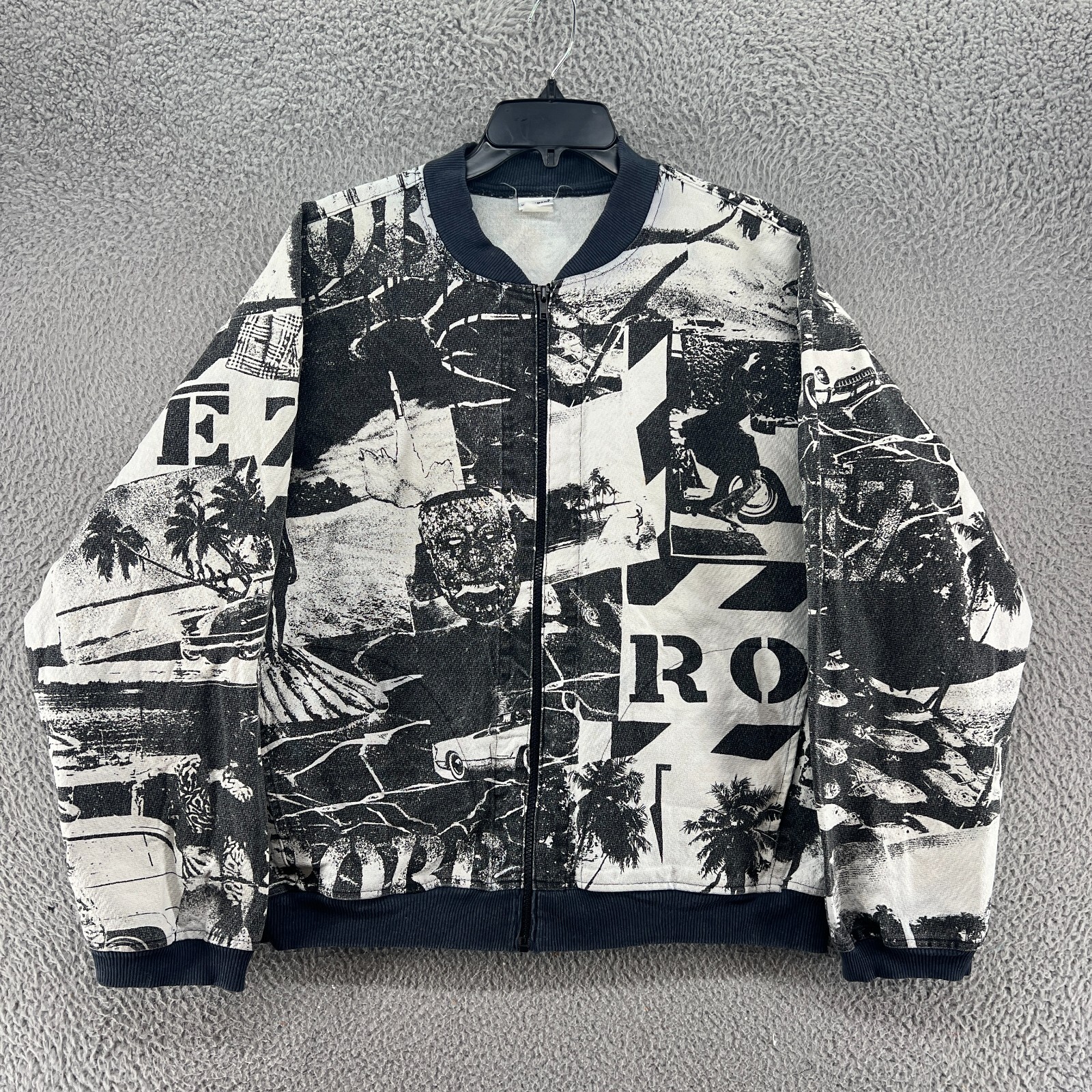 Vintage 80s 90s AOP Photo Collage Bomber Jacket Canvas Art Streetwear Punk 2XL