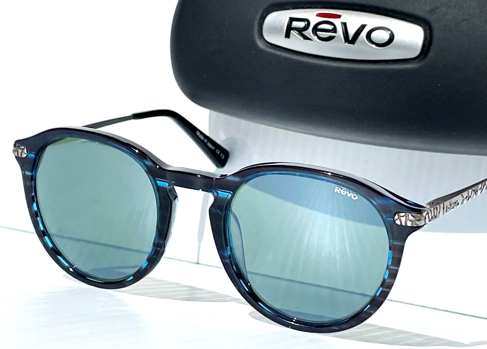 NEW Revo PYTHON 3 Blue Horn Round GLASS Gray Lens Sunglass 1177 05 SG50