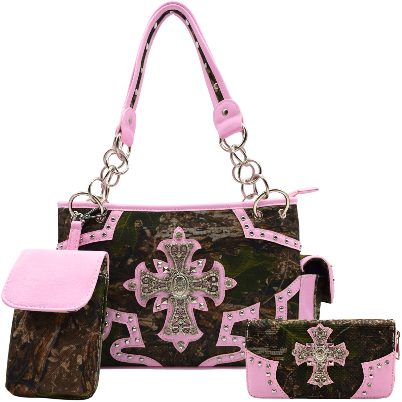 Western Camouflage Purse Rhinestone Cross Country Handbag Shoulder Bag Wallet
