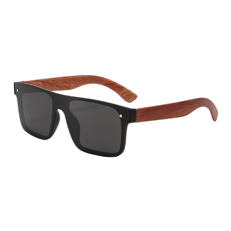 DUBERY Rimless Wood Polarized Sunglasses Men Women Square Wooden Temple Glasses