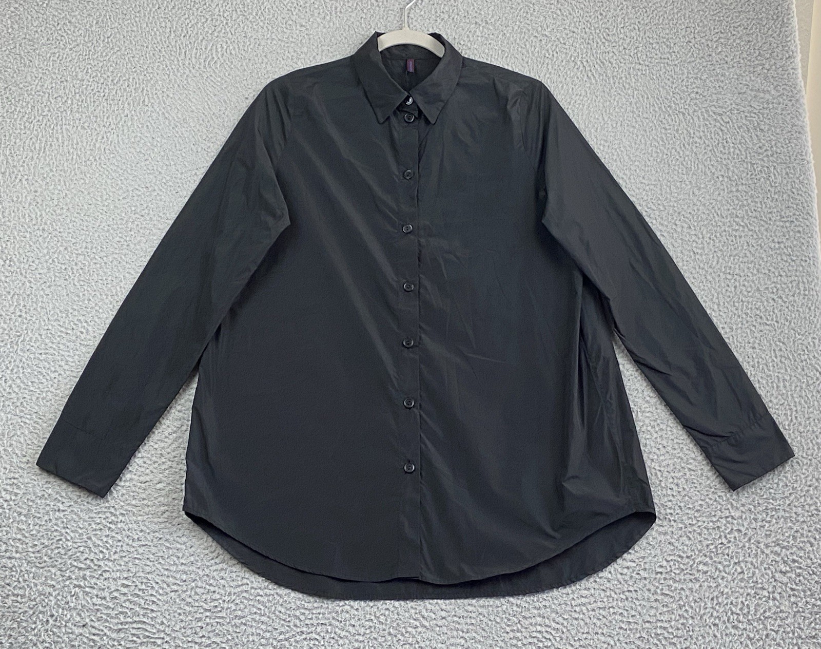 NEW Katharina Hovman $495 Oversized Button Down Shirt Women Size 4 Black Taffeta