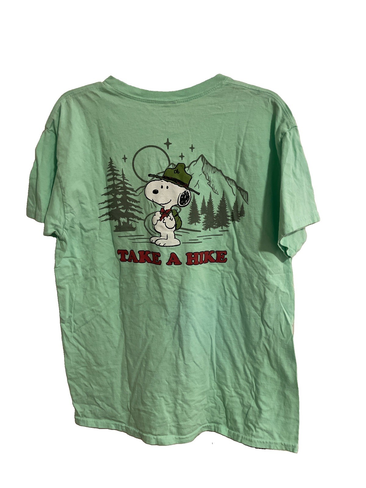 Peanuts Hybrid Apparel Neon Mint Green Snoopy Hiking Men’s Size L T-Shirt     4