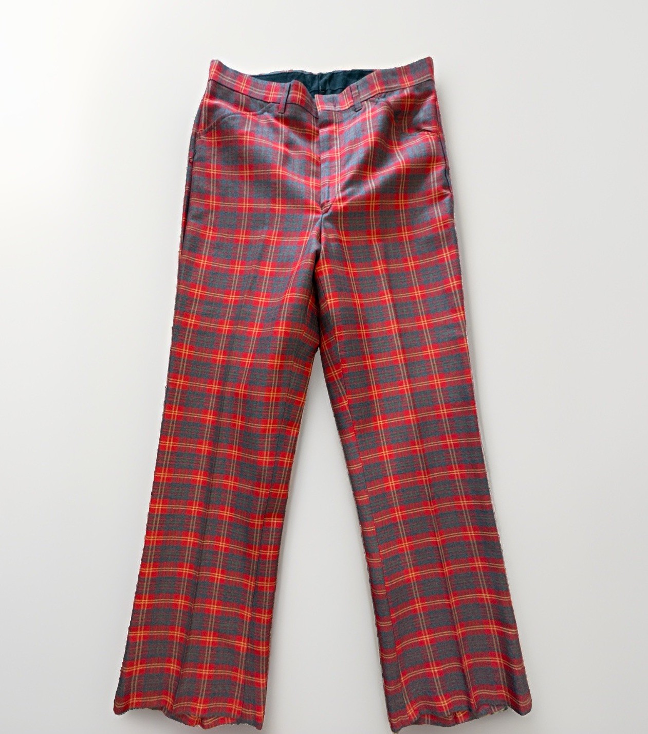 Vintage Oscar De La Renta Mens Plaid Tartan Red Dress Pants 31x31 NWT Deadstock