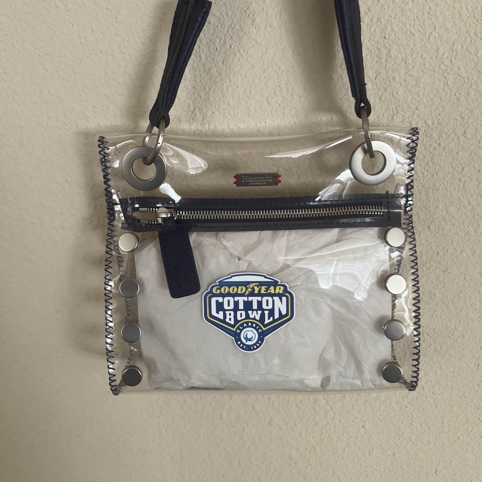 Hammitt sml clear Stadium bag 8x8x4  w Cotton Bowl logo. New 