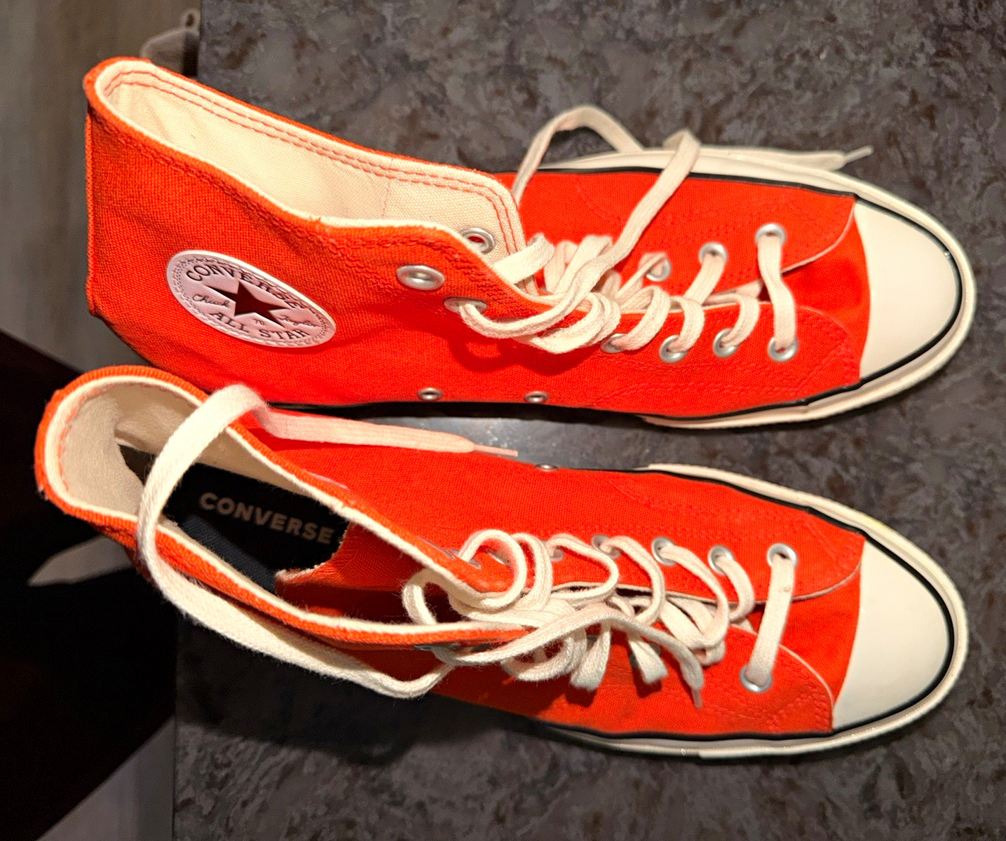 CUSTOM Converse Chuck Taylor All Star Men’s High Top Orange Lace-Up Sneaker 11