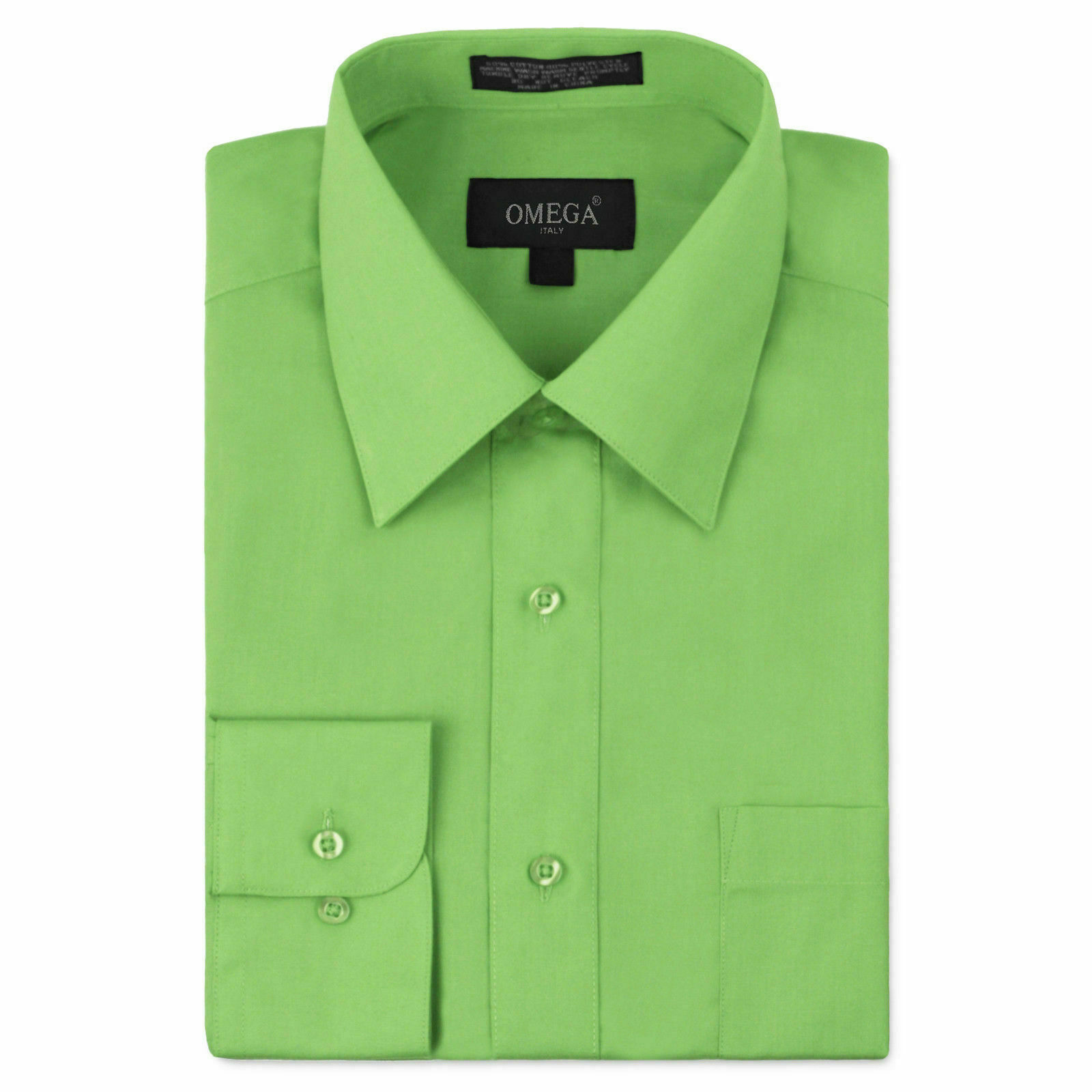 NEW Omega Italy Men\'s Dress Shirt Long Sleeve Solid Color Regular Fit 15 Colors