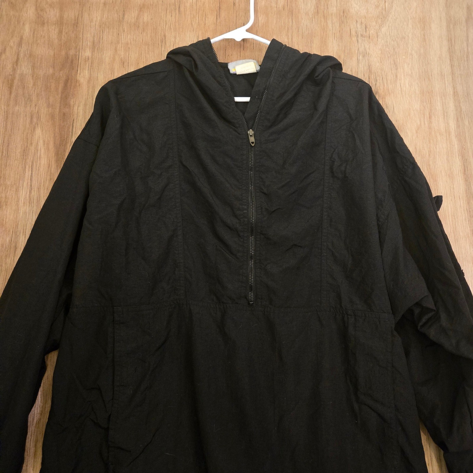 Vintage Jimmy\'Z Black Half Zip Windbreaker Hooded Jacket Woody Wagon Logo Large