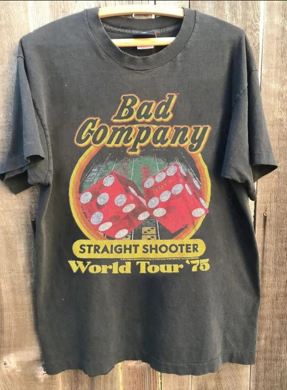 Bad Company 1975 World Tour Graphic Charcoal Unisex T shirt Reprint 