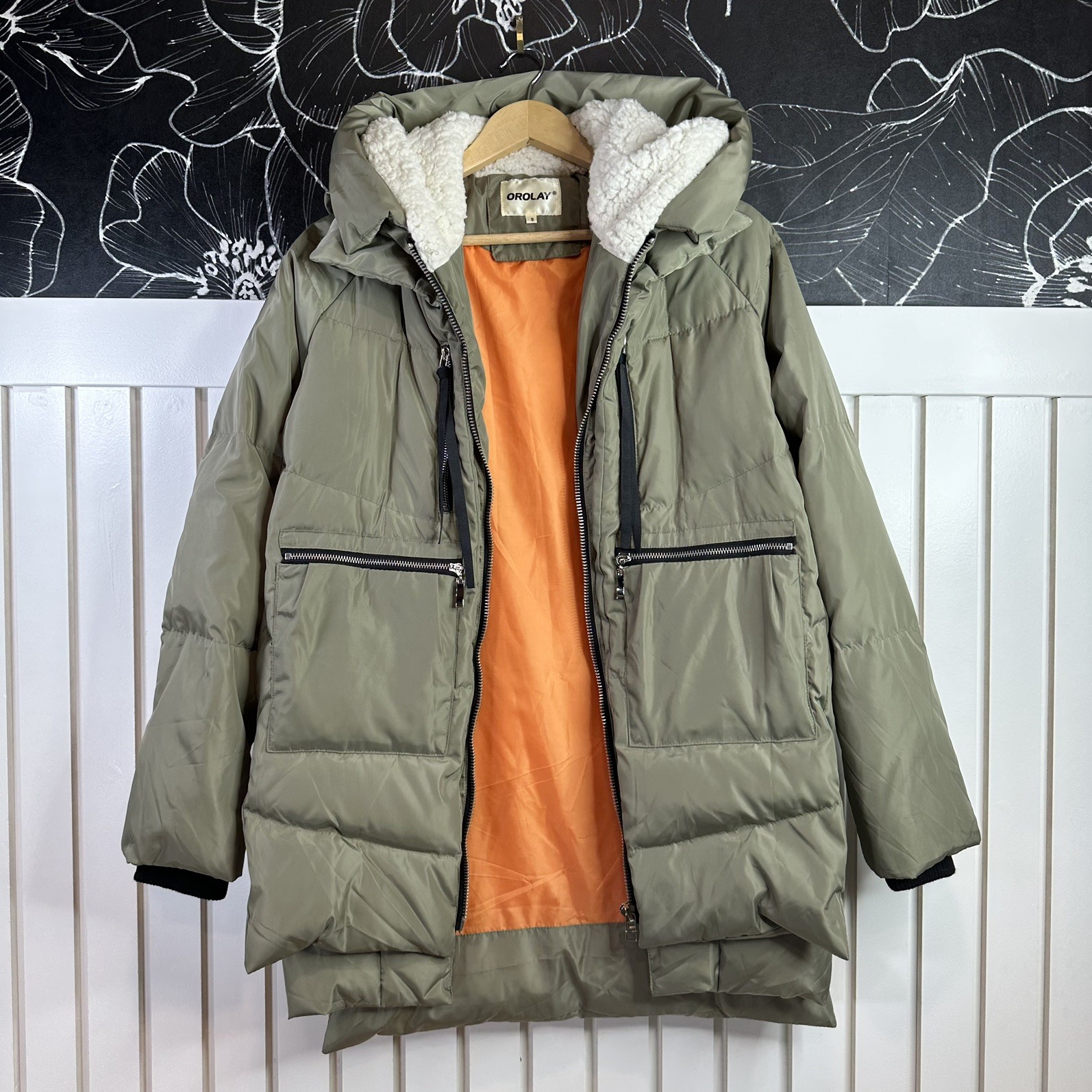 Orolay 092 Amazon Coat Women S Olive Green Down Puffer Parka Expandable Side Zip