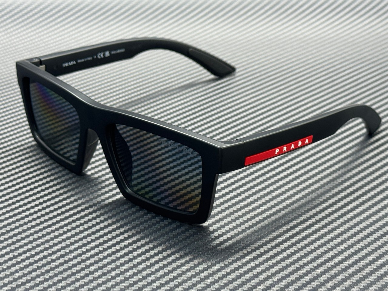 PRADA LINEA ROSSA PS A07S 1BO02G Matte Black Grey Polarized Men\'s 58 mm Sunglass