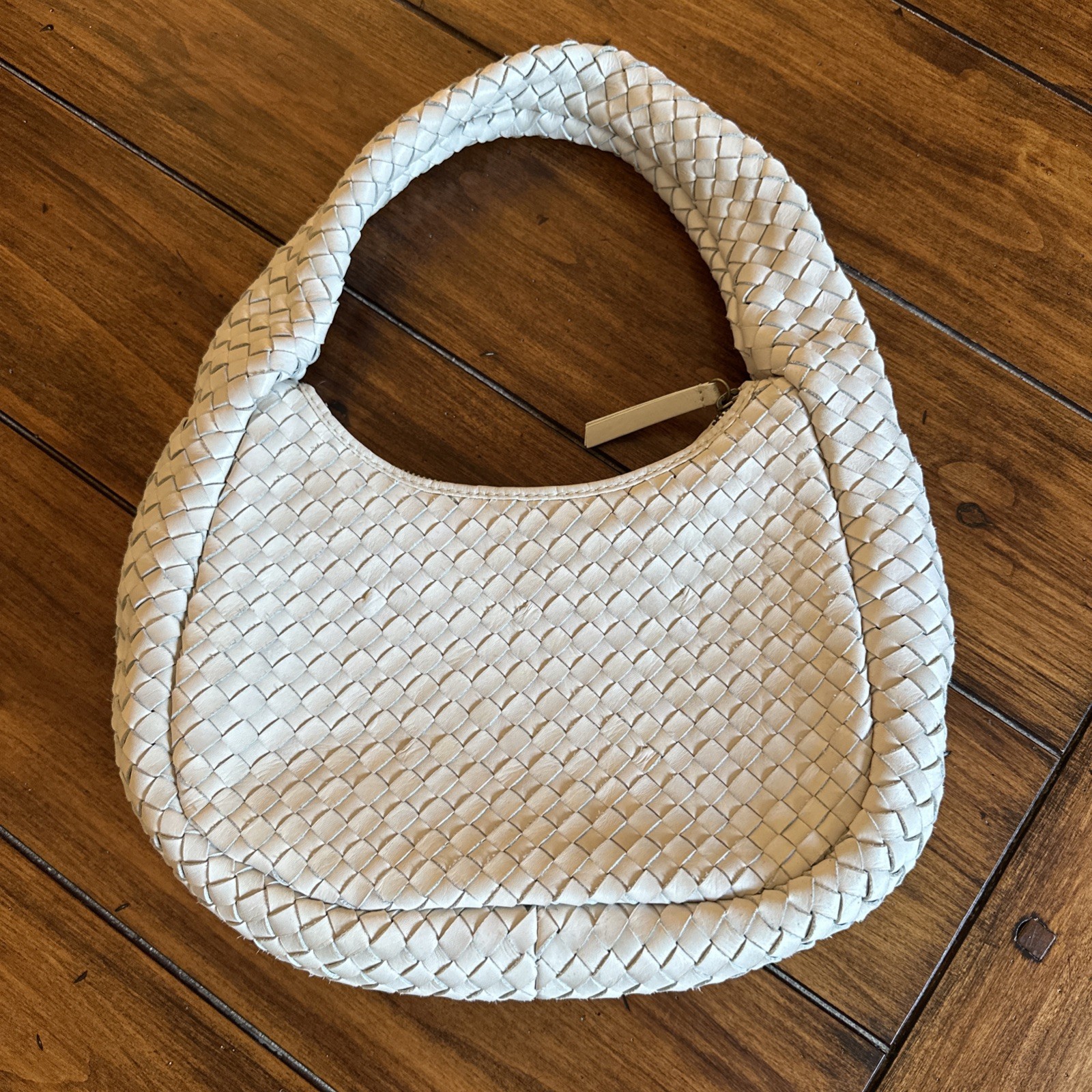Handmade Indian Woven Leather Hobo Bag –Genuine Leather, Vintage Look, Cream New