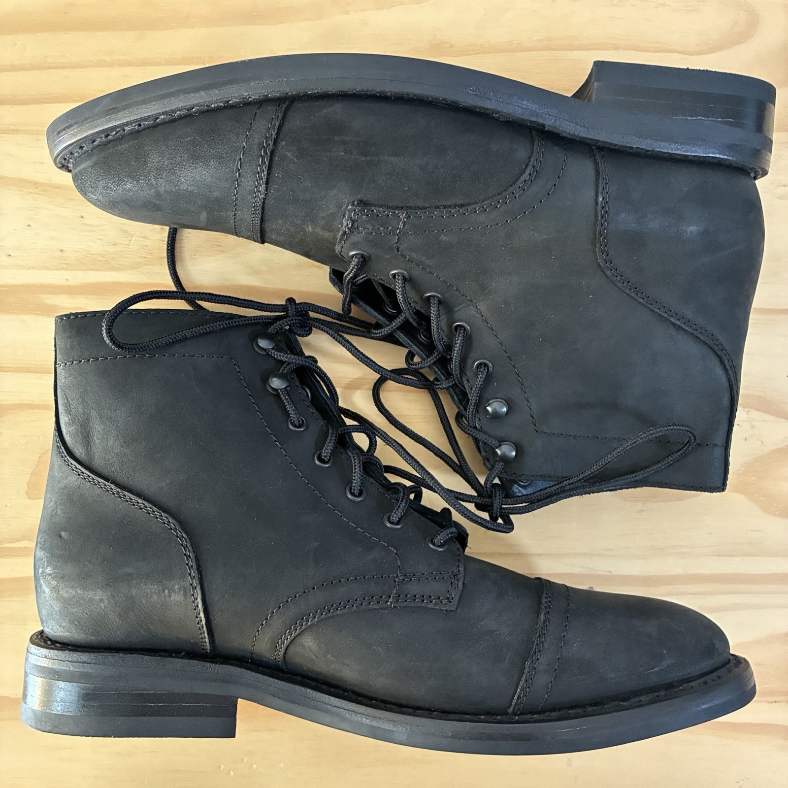 Thursday Boot Co Captain Boot Mens 9 Black Matte Leather Lace Up Cap Toe