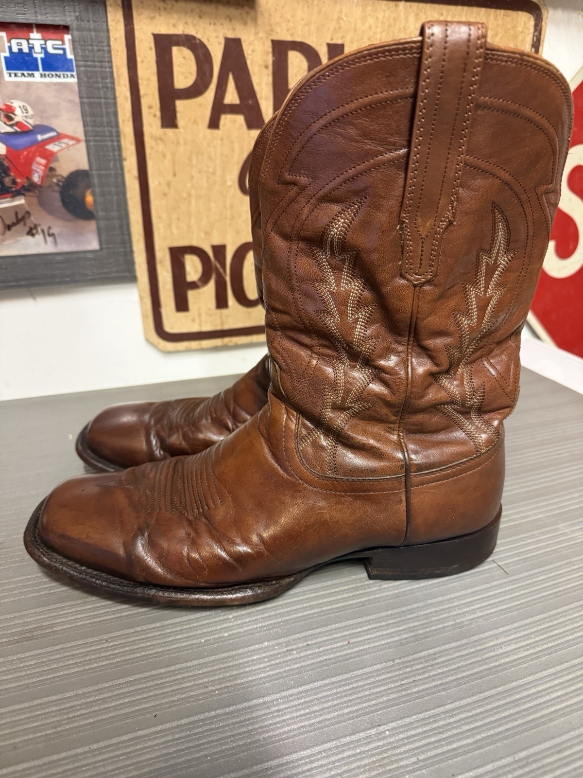 Tecovas The Doc Mens 13 EE Wide Scotch Goat Leather Square Toe Cowboy Boots