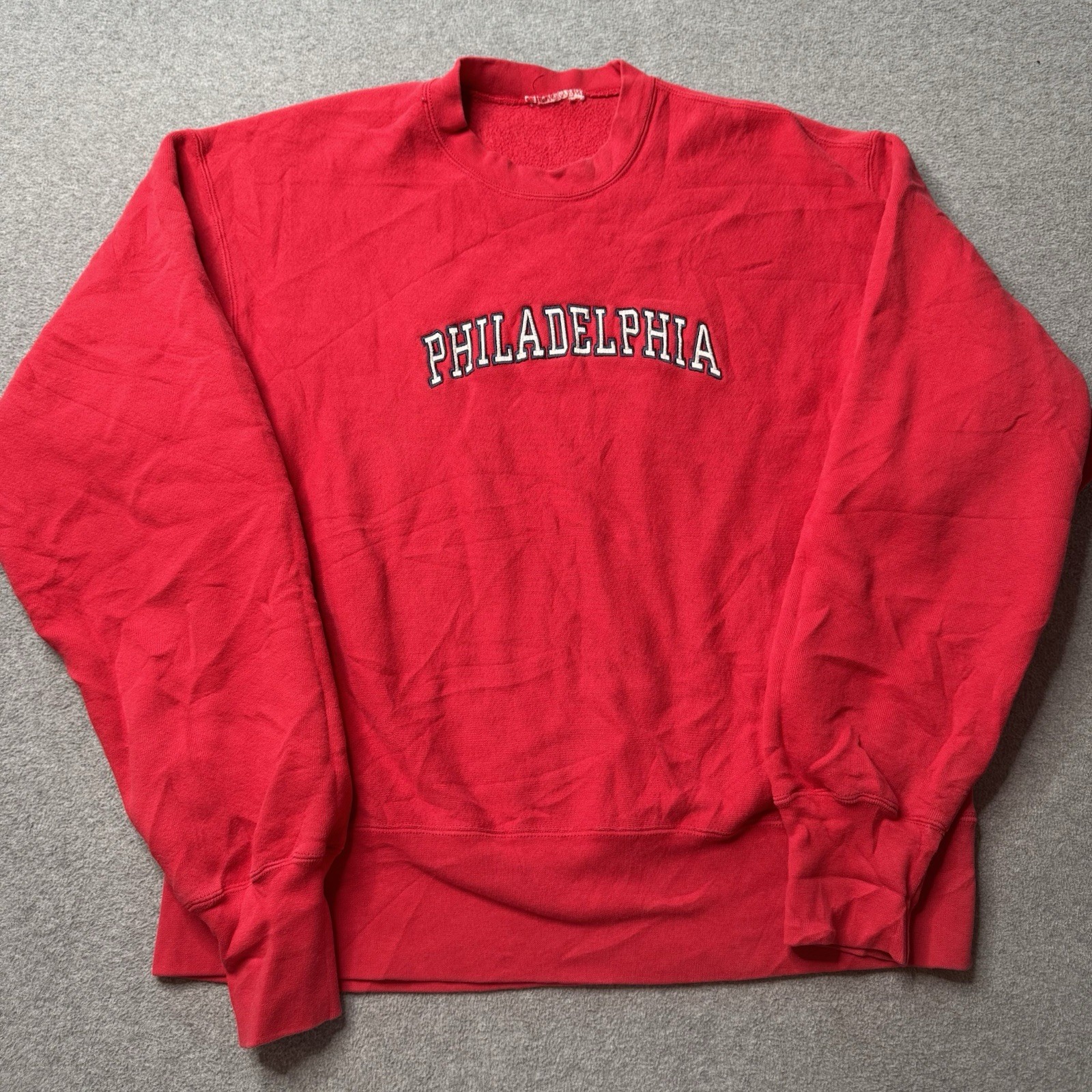 Vintage Hanes Sweatshirt Mens Large Red Fleece Philadelphia Pennsylvania USA 90s