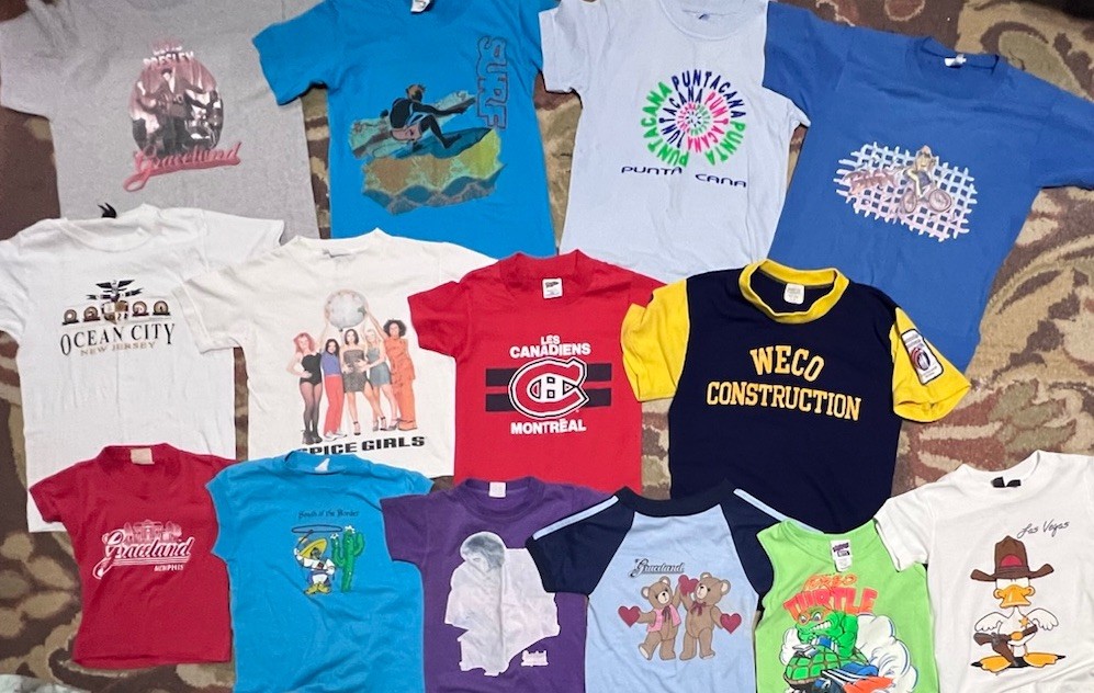 VINTAGE T SHIRT LOT MIXED YOUTH SIZES 1970s - 1999 OF 14 ELVIS SPICE GIRLS CUTE