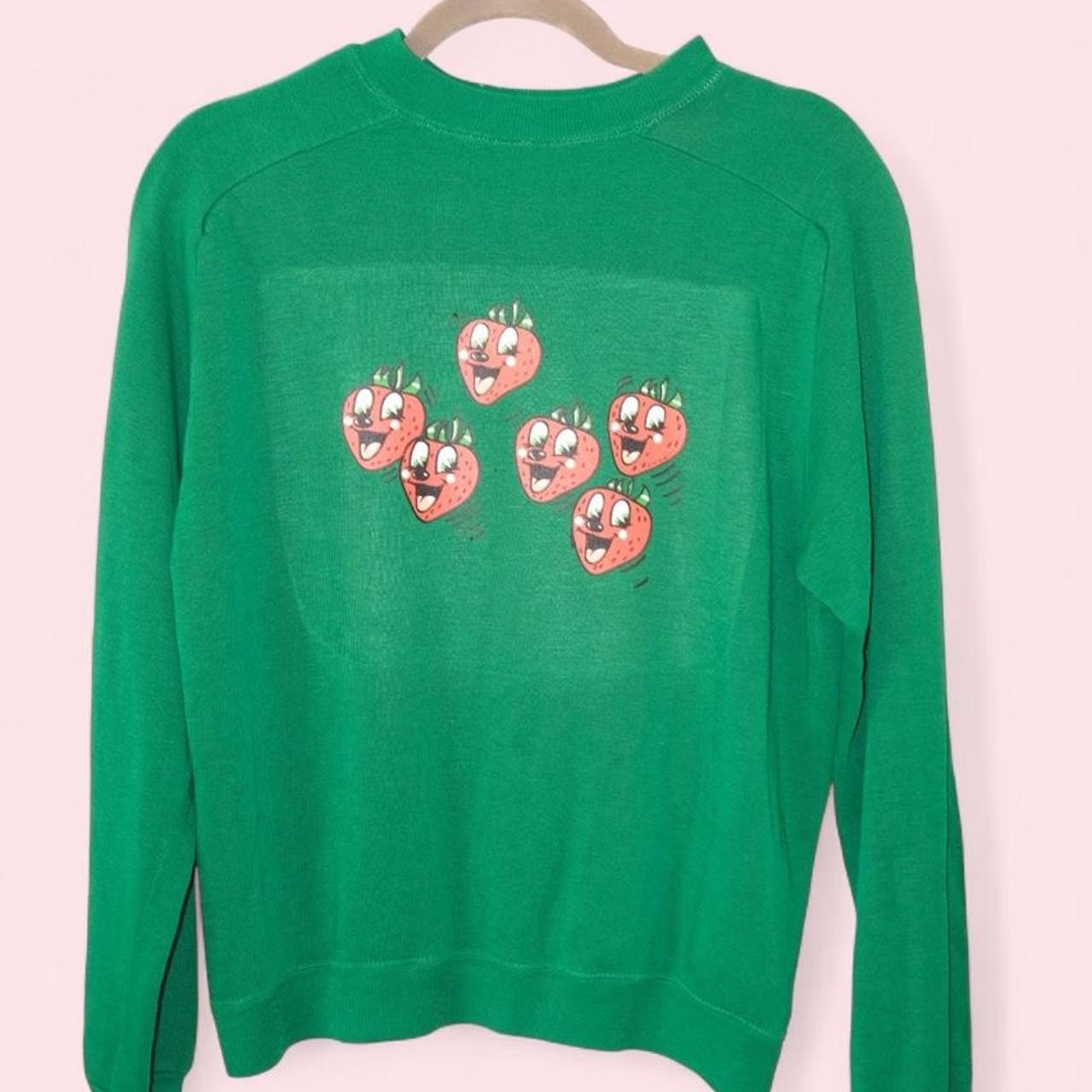 Reworked Vintage 80s Strawberry Crewneck Sweatshirt 70s Graphic Medium