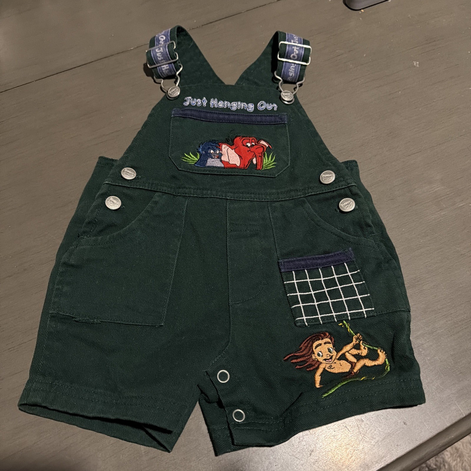 RARE Disney Tarzan Just Hanging Out Vintage Overalls Toddlers 18m Embroidered