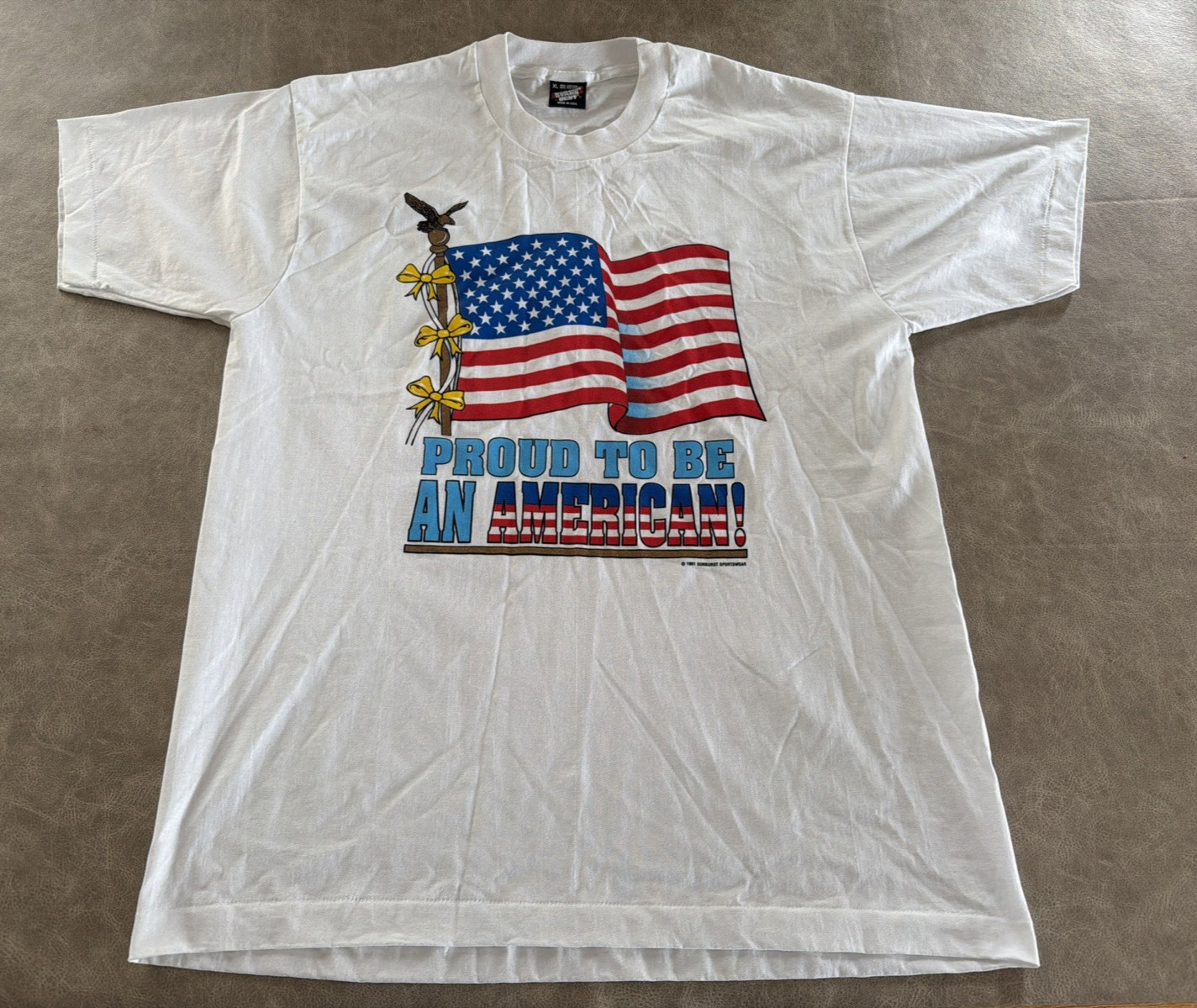 Vtg 1991 Screen Stars USA Proud To Be An American 4th July T-shirt  Adult XL
