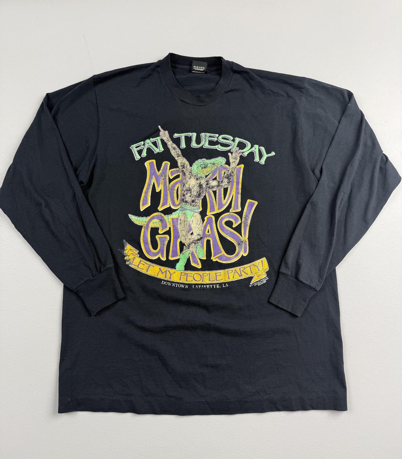 Vintage Screen Stars Best Shirt Mens XL Fat Tuesday Mardi Gras Graphic Tee USA