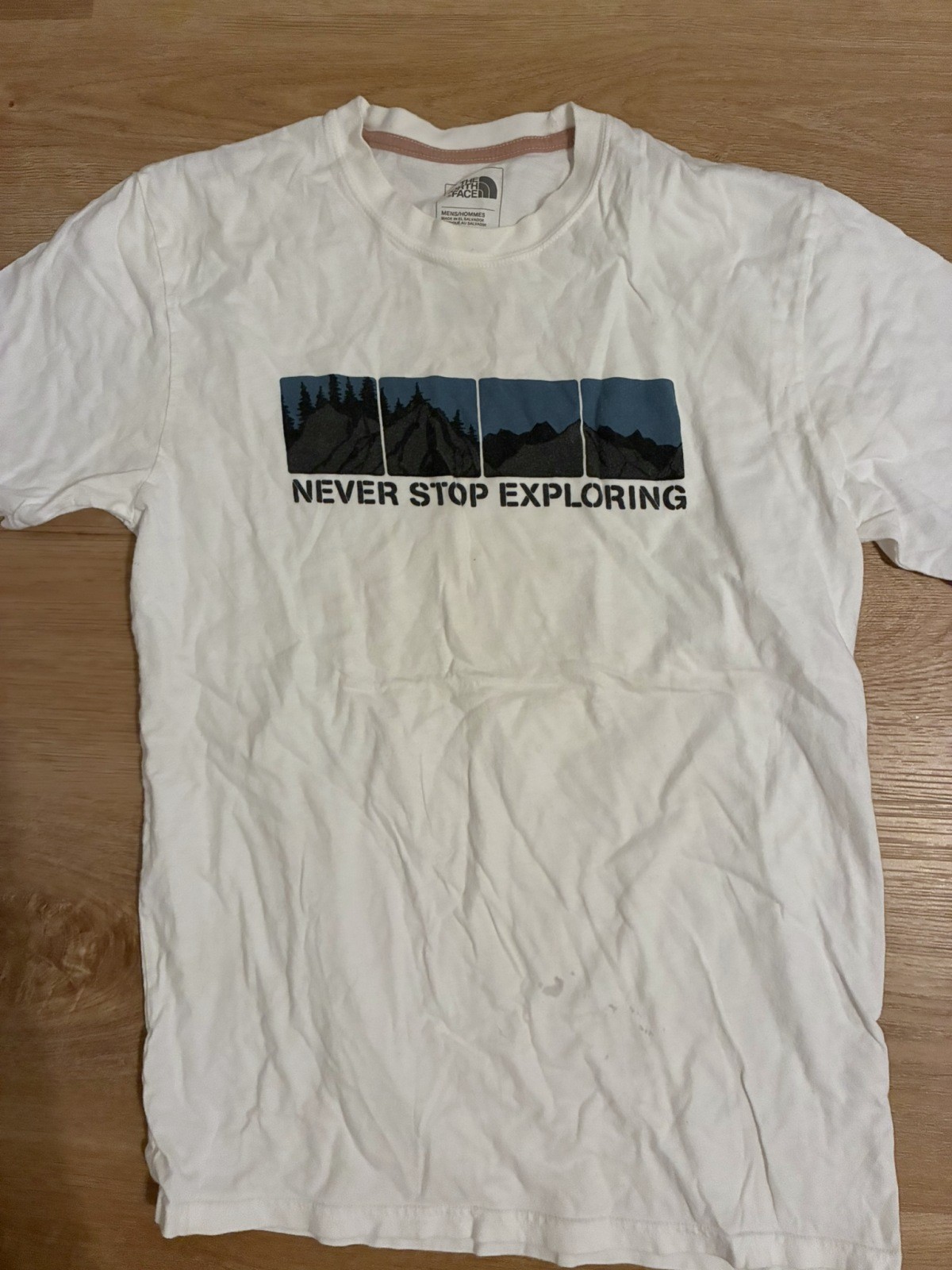 The North Face Never Stop Exploring T Shirt Mens Small White Vintage Style Tee