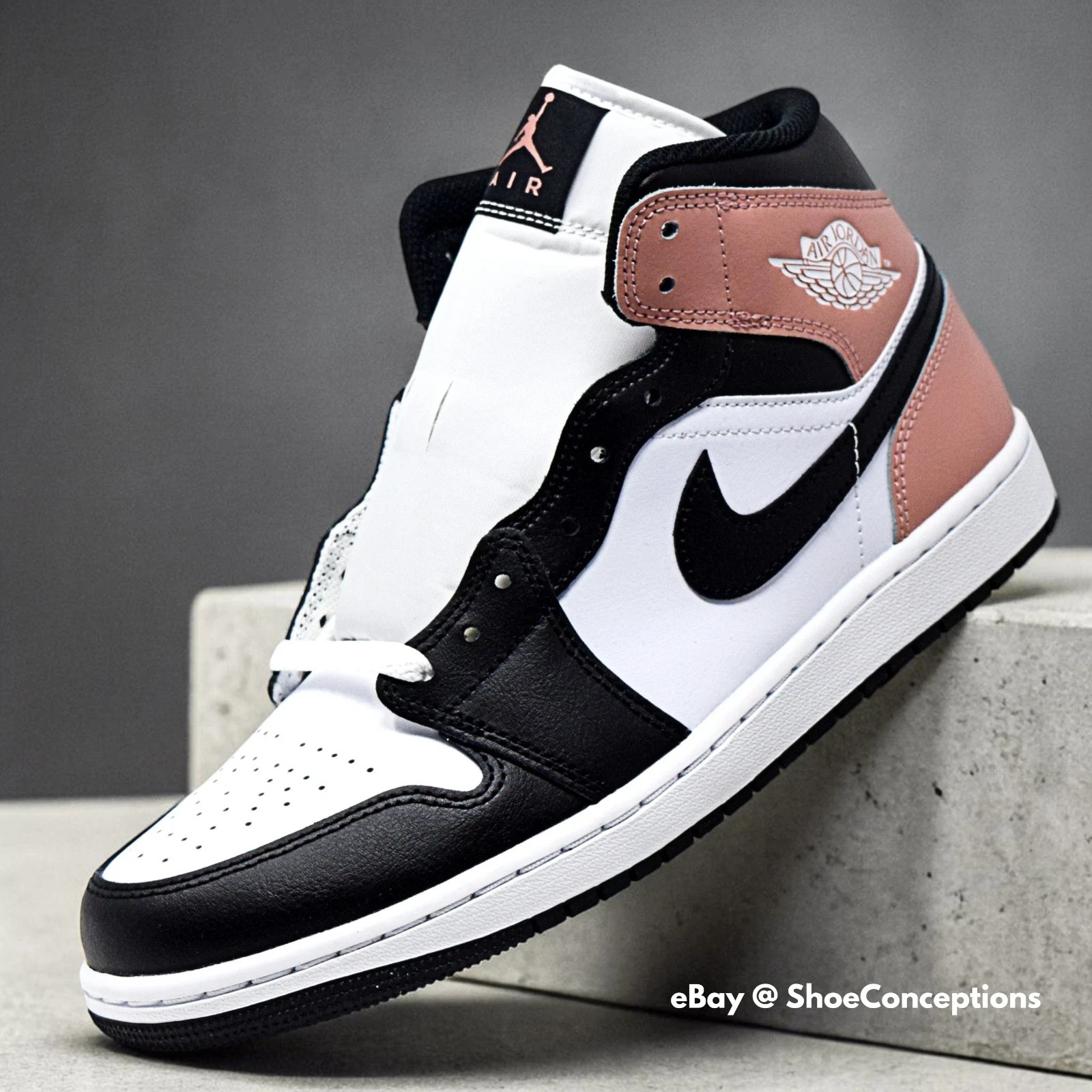 Nike Air Jordan 1 Mid White Black Rust Pink DQ8426-100 Men\'s Sizes NEW