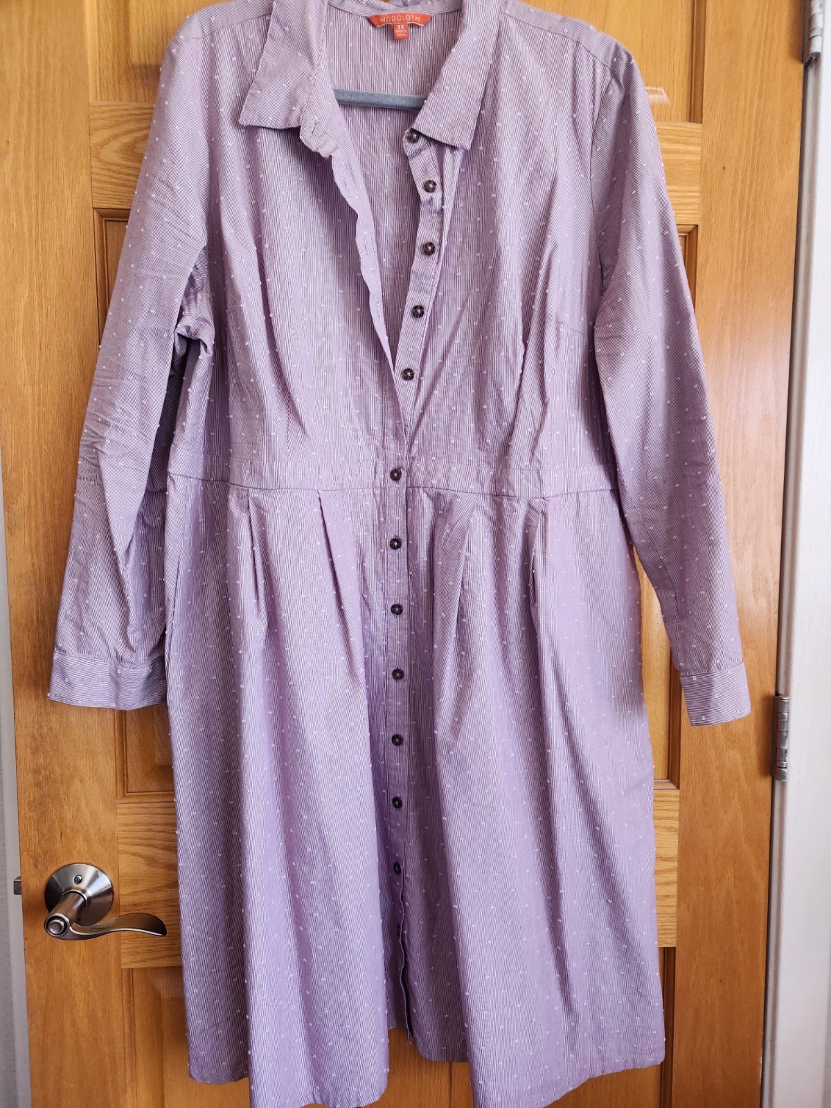 ModCloth Shirt Dress, Purple w/white dots, sz. 3X