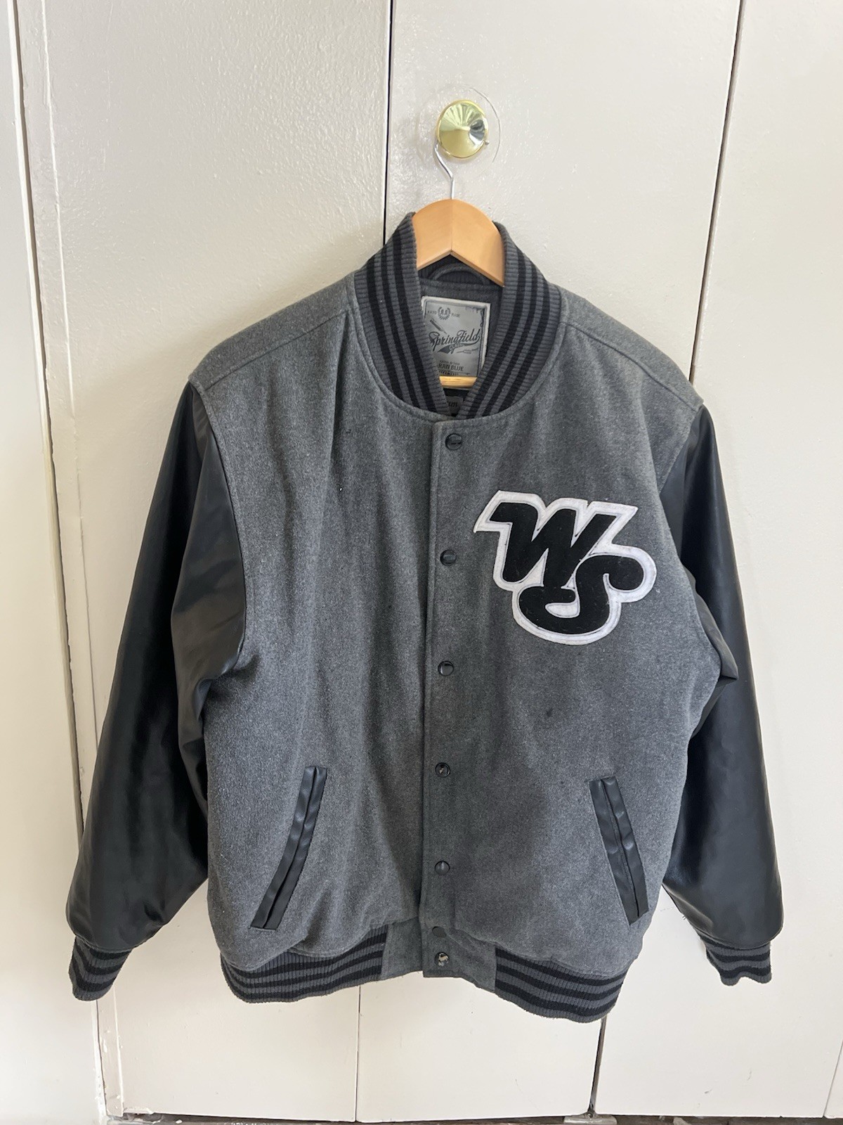 Vintage Springfield Classic Raw Blue Wingstone WS Varsity Jacket Size M