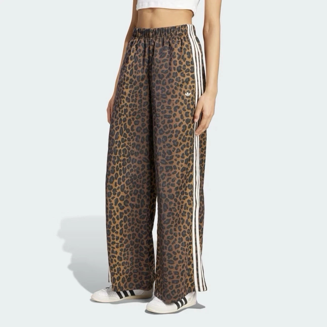 Adidas Originals Wide Leg Satin Pants Women's Lifestyle US Fit KA2666 Leopard