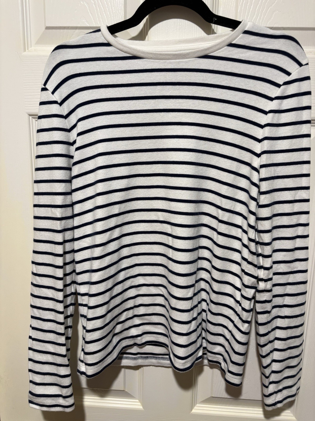 j crew black white stripe cotton Tee Xl
