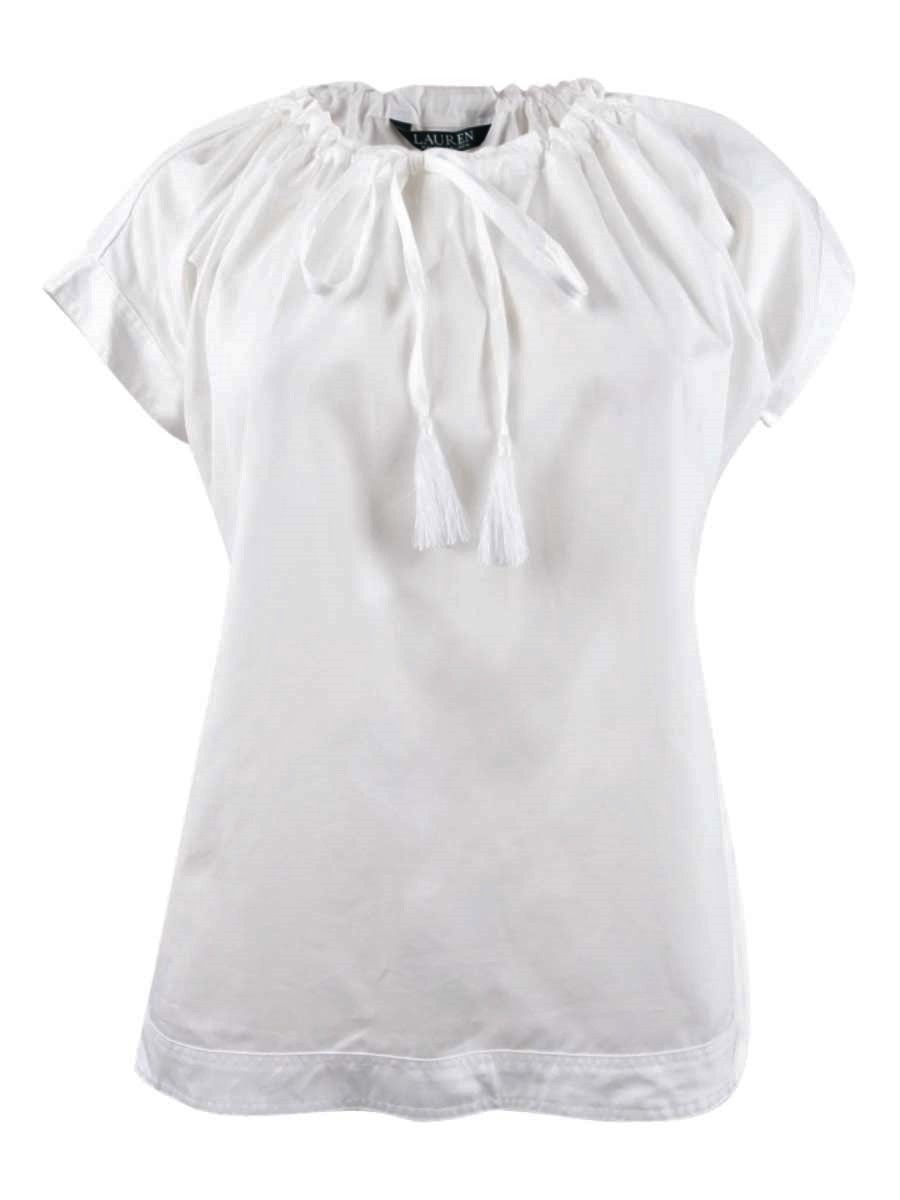 Lauren by Ralph Lauren Women\'s Petite Off-The-Shoulder Cotton Top (PL, White)