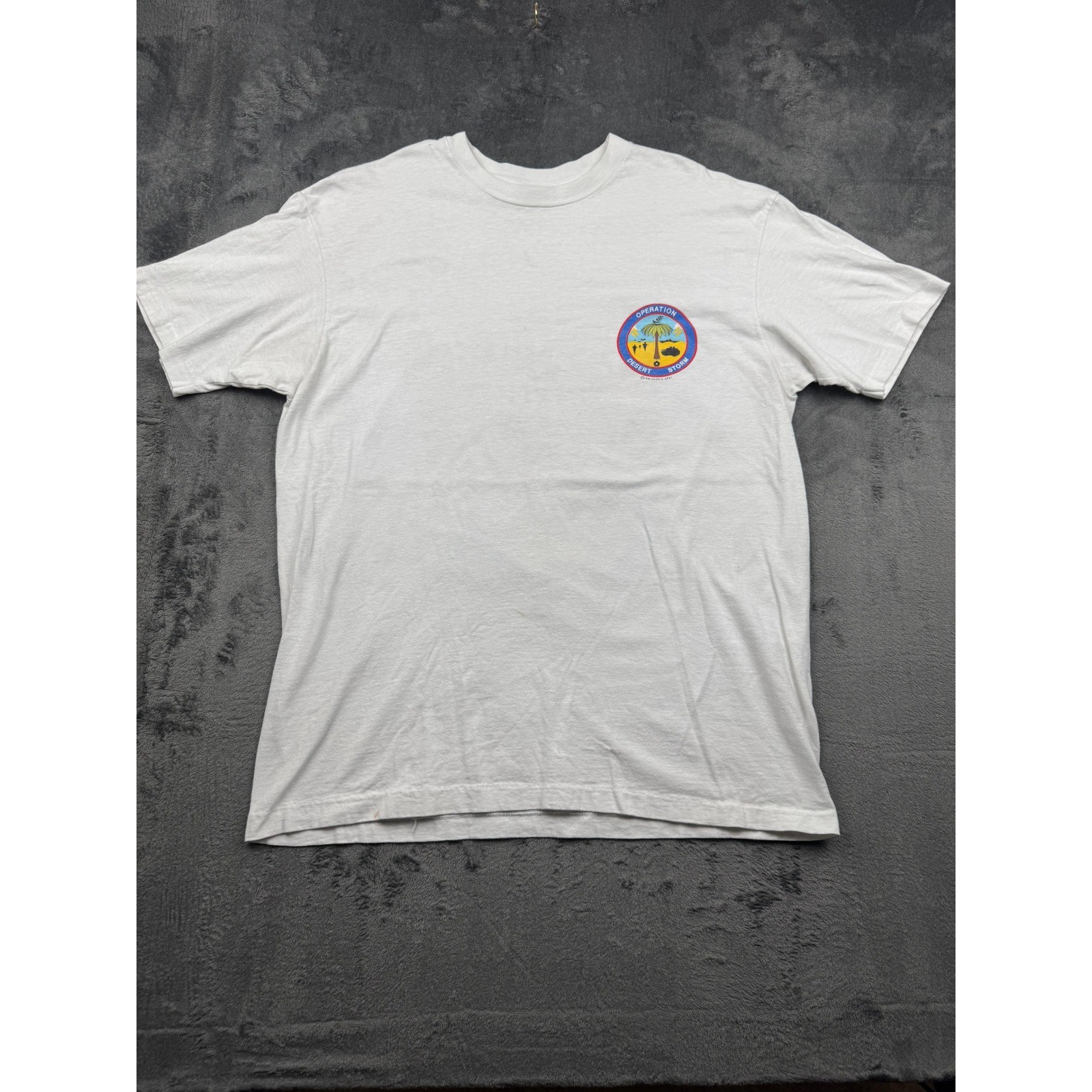 Vintage 1991 Hanes Beefy-T Operation Desert Storm T-Shirt XL White USA Made