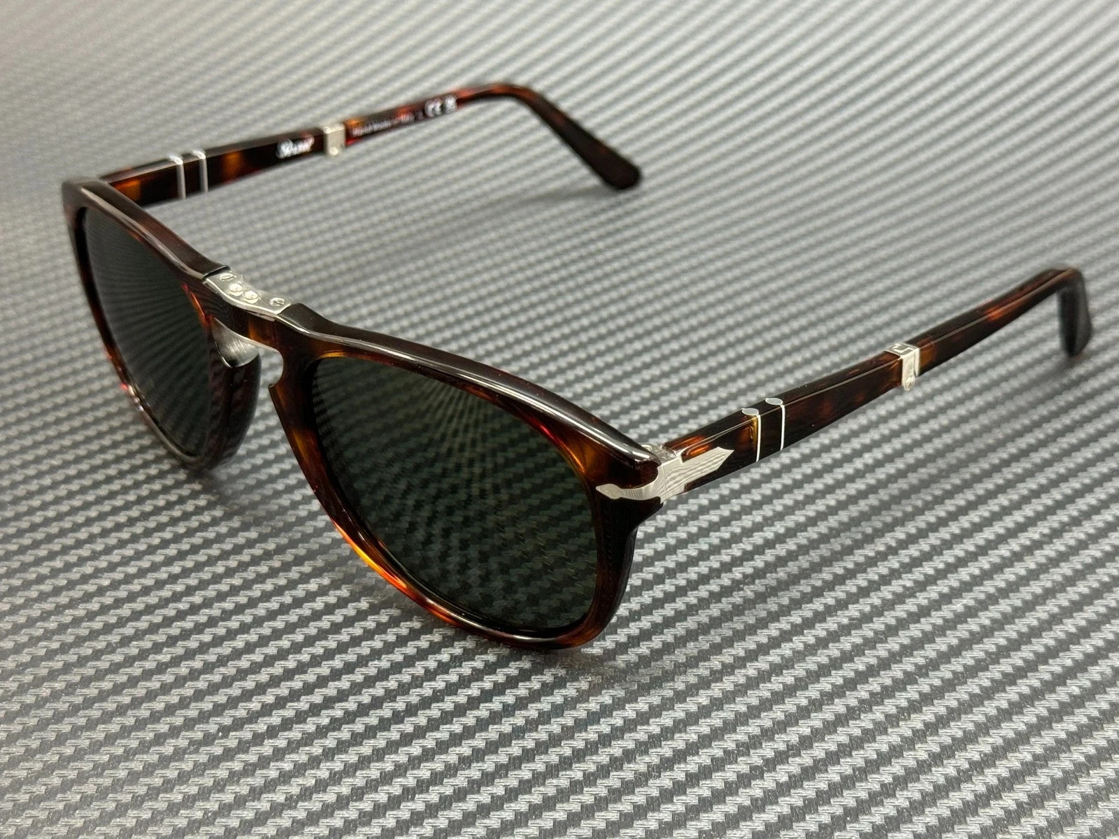 PERSOL PO0714 24 31 Havana Green Square Men\'s Sunglasses 52 mm