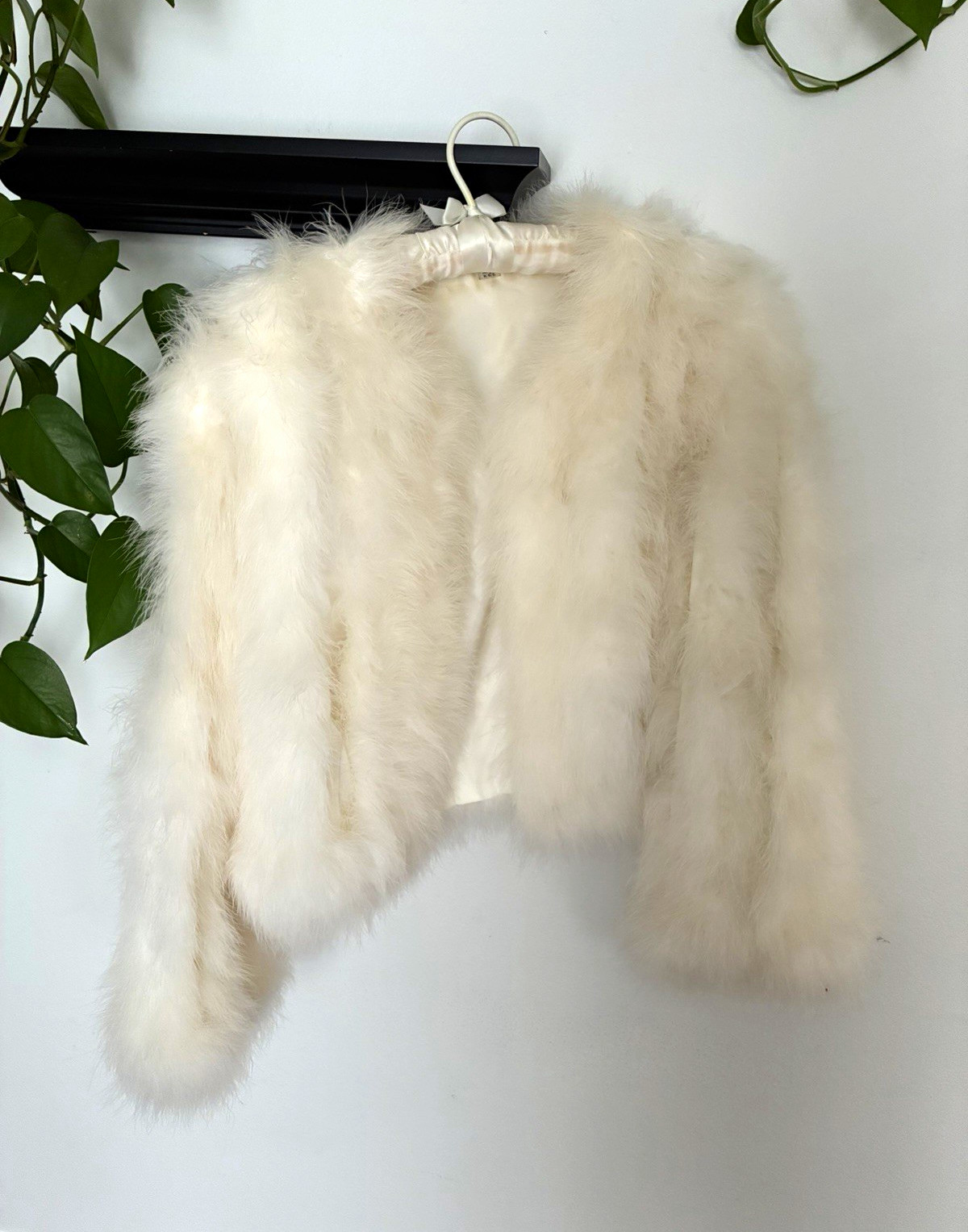 Vintage Late 1970s Genuine White Feather Cropped Bridal Shrug