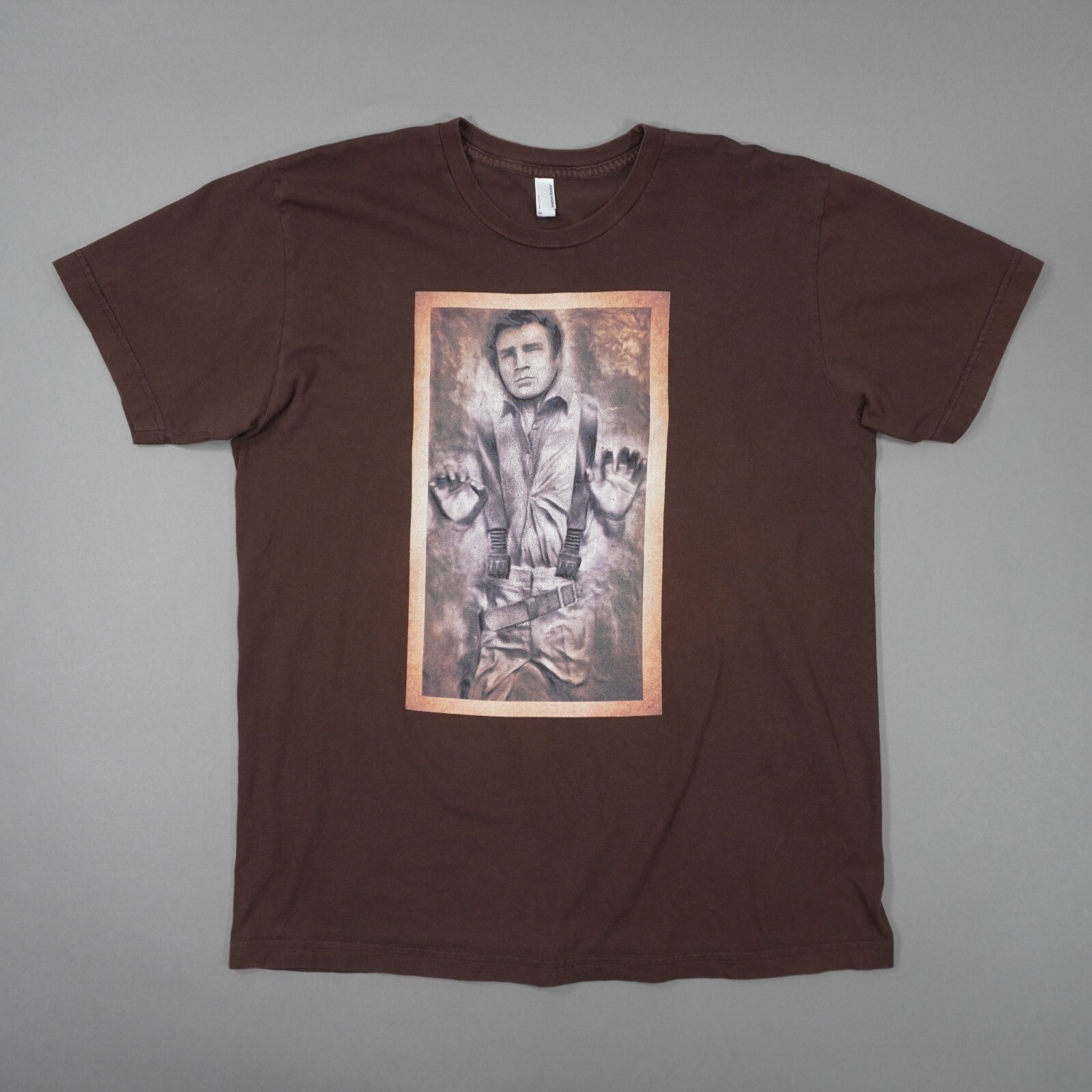 FireFly Captain Malcolm Reynolds Carbonite T Shirt Mens XL Brown Cotton Made USA