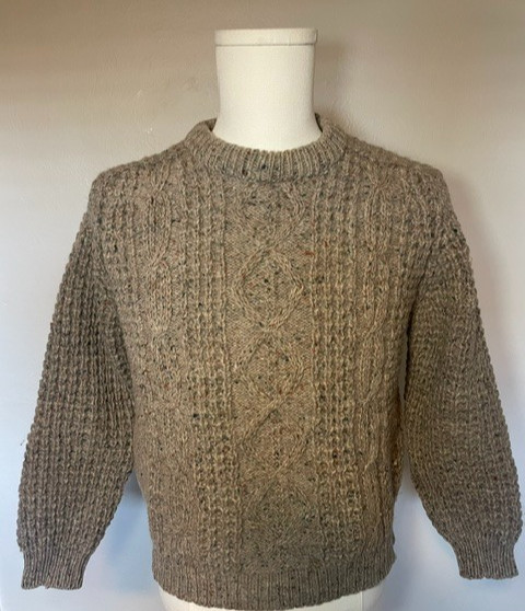 Vintage Gaeltarra Made in Ireland Wool Sweater Crewneck Cable Knit Flecked