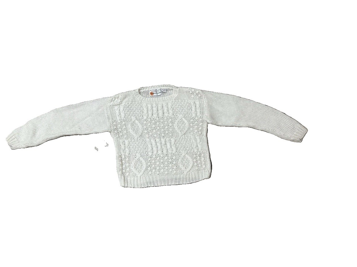 Vintage 80s Country Concepts Cream/White  Knit Sweater Womens Medium Handmade