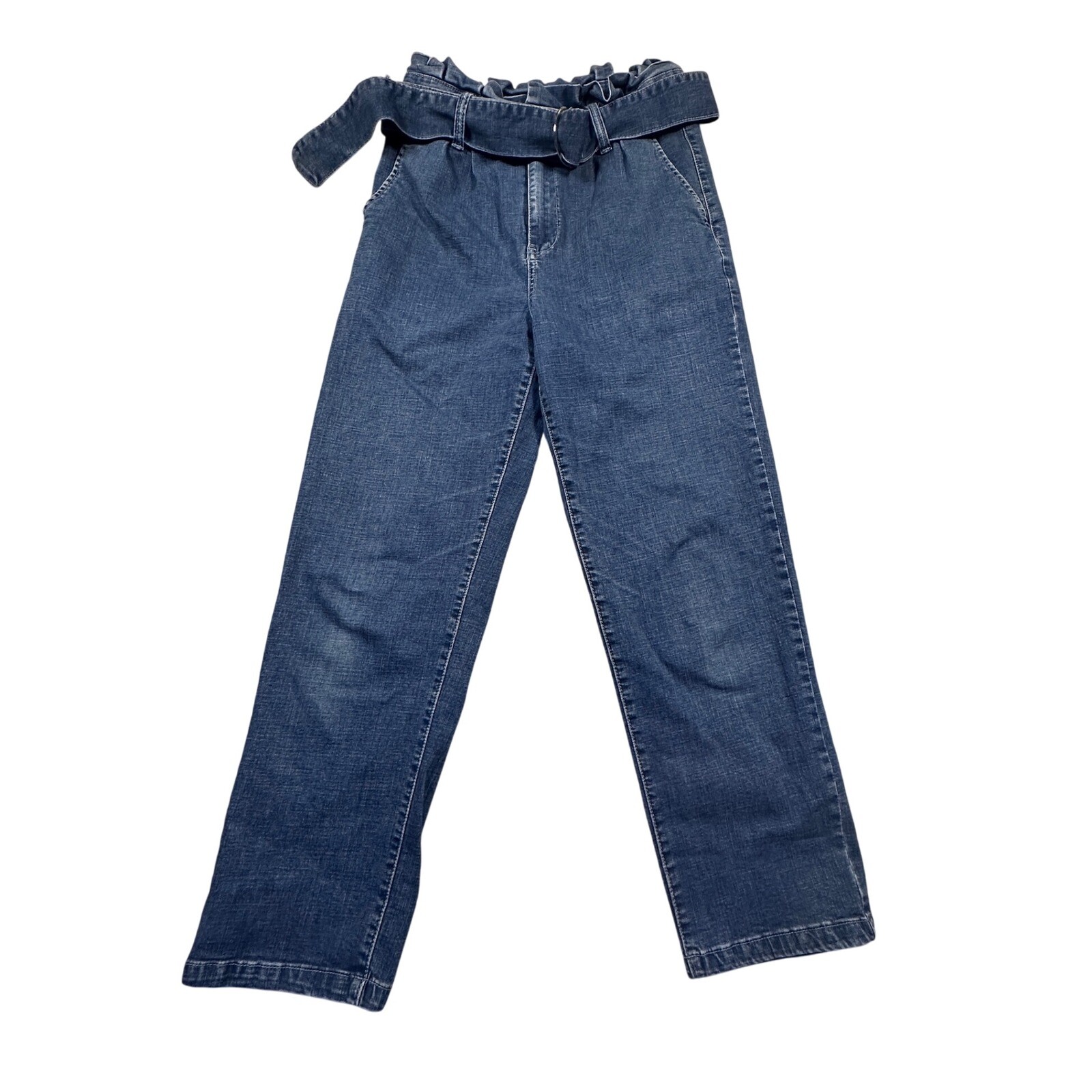 Vintage A. Calin Flying Tomato Paper Bag Waist Jeans High Rise Belted Denim   L