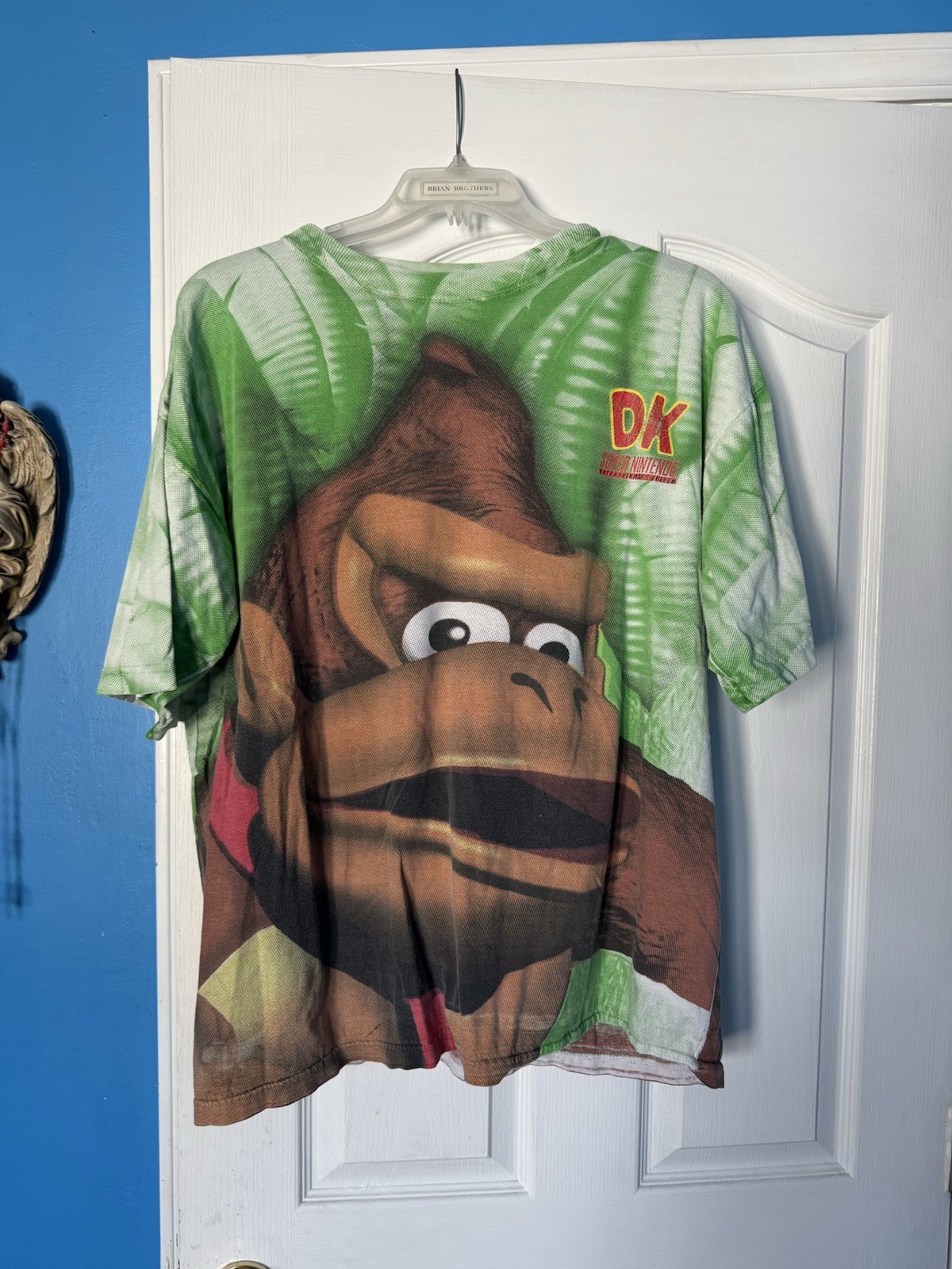 Vintage Nintendo Donkey Kong Green AOP T Shirt DK Country 90s Promo OS