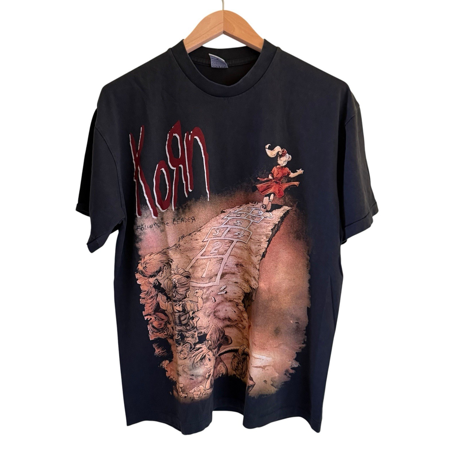 90s Korn Follow The Leader Vintage Nu Metal Band Tshirt black 1998 Reprint XL